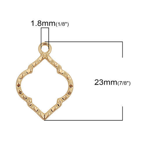Imagen de Zamak Colgantes Charms Hoja Chapado en Oro 23mm x 16mm, 10 Unidades