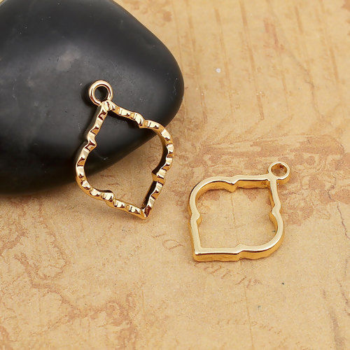 Imagen de Zamak Colgantes Charms Hoja Chapado en Oro 23mm x 16mm, 10 Unidades