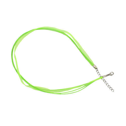Image de Colliers en Organza & Corde de Cire Couleur Vert Fluorescent, 45cm Long, 5 Pièces