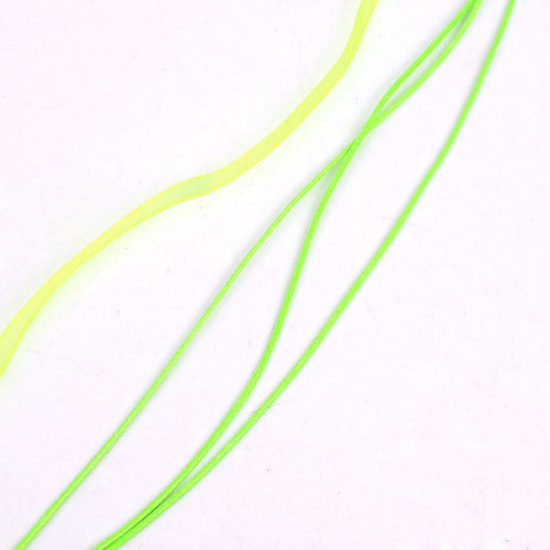 Image de Colliers en Organza & Corde de Cire Couleur Vert Fluorescent, 45cm Long, 5 Pièces