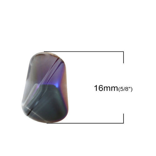 Bild von Glas AB Regenbogenfarbe Nordlicht Perlen Polygon Lila Transparent ca. 16mm x 10mm, Loch: 1.2mm, 20 Stück