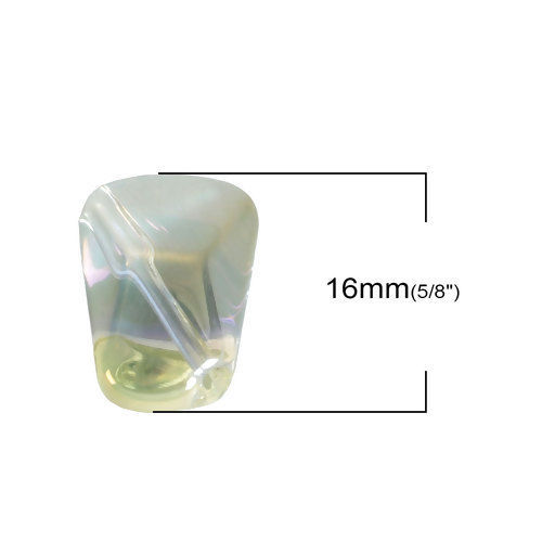 Bild von Glas AB Regenbogenfarbe Nordlicht Perlen Polygon Hellgelb Transparent ca. 16mm x 10mm, Loch: 1.2mm, 20 Stück
