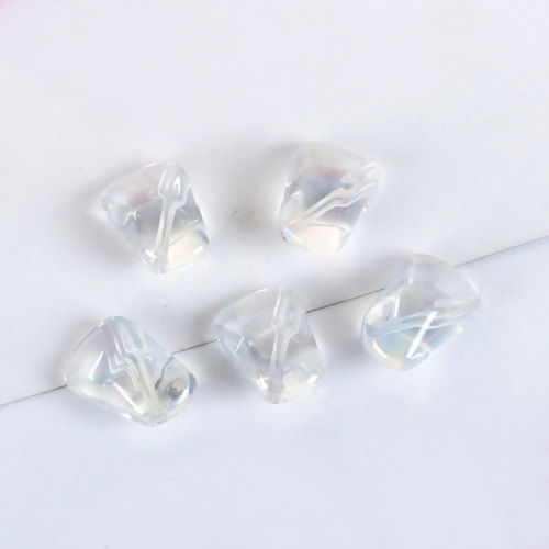 Bild von Glas AB Regenbogenfarbe Nordlicht Perlen Polygon Transparent ca. 16mm x 10mm, Loch: 1.2mm, 20 Stück