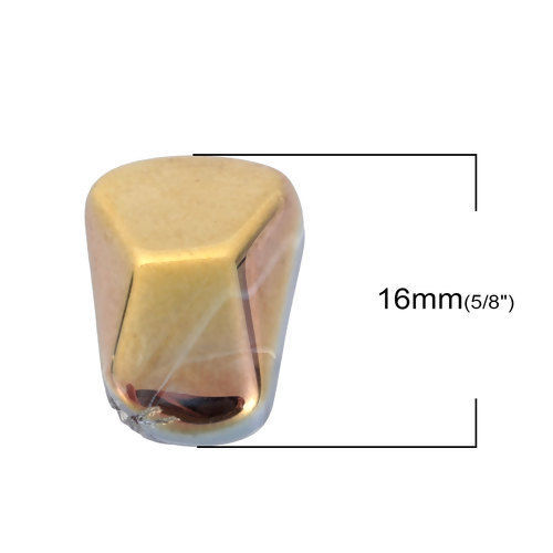 Bild von Glas AB Regenbogenfarbe Nordlicht Perlen Polygon Golden & Fuchsie Mixefarbe ca. 16mm x 10mm, Loch: 1.2mm, 20 Stück