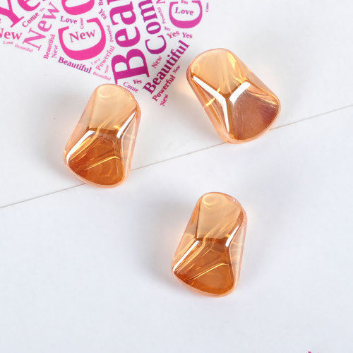 Picture of Glass AB Rainbow Color Aurora Borealis Beads Polygon Amber Transparent About 16mm x 10mm, Hole: Approx 1.2mm, 20 PCs