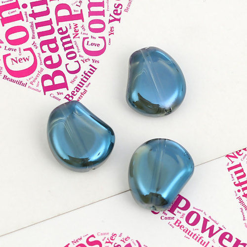 Picture of Glass AB Rainbow Color Aurora Borealis Beads Hyacinth Bean Ink Blue Transparent About 15mm x 13mm, Hole: Approx 1.1mm, 20 PCs