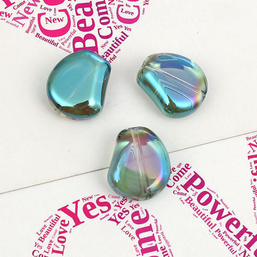 Picture of Glass AB Rainbow Color Aurora Borealis Beads Hyacinth Bean Green Transparent About 15mm x 13mm, Hole: Approx 1.1mm, 20 PCs