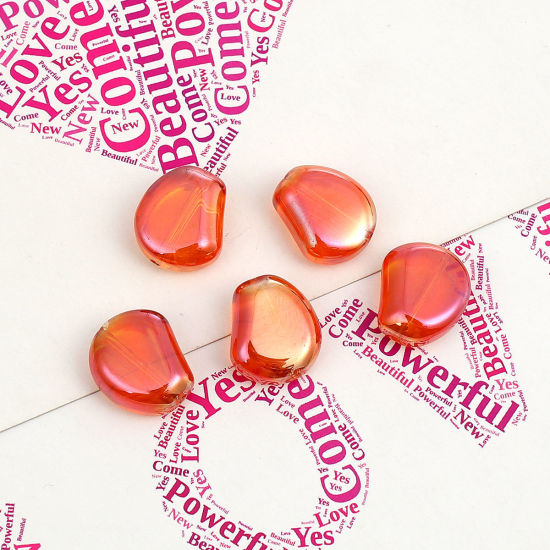 Picture of Glass AB Rainbow Color Aurora Borealis Beads Hyacinth Bean Amber Transparent About 15mm x 13mm, Hole: Approx 1.1mm, 20 PCs