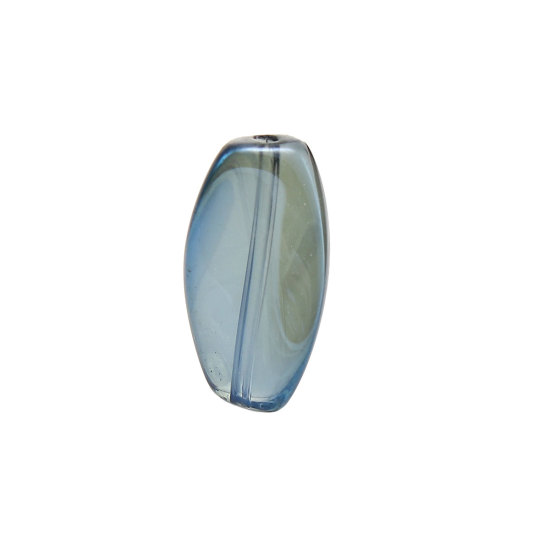 Image de Perles AB Couleur Irisation Aurores Boréales en Verre Courbé Bleu Foncé Ovale 17mm x 9mm, Trou: 1.1mm, 20 Pcs