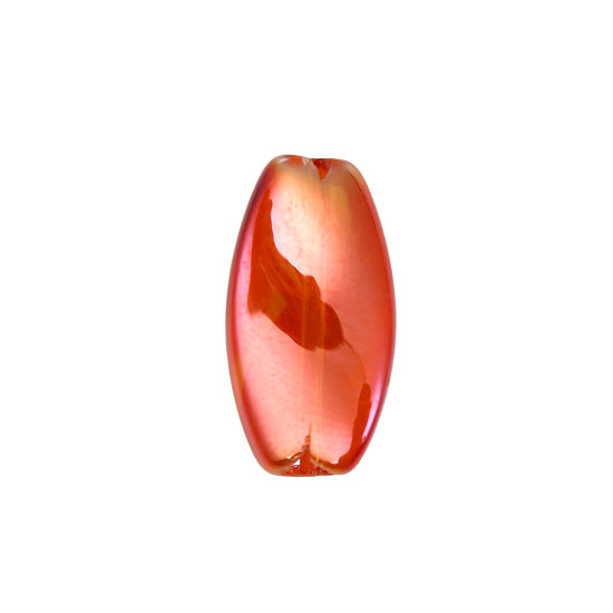 Image de Perles AB Couleur Irisation Aurores Boréales en Verre Courbé Vin Rouge Ovale Transparent 17mm x 9mm, Trou: 1.1mm, 20 Pcs