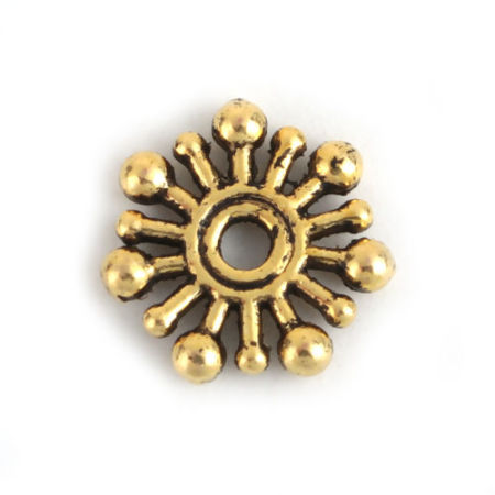 Immagine di Lega di Zinco Separatori Perline Natale Fiocco di Neve Oro Antico Circa 10mm x 10mm, Foro:Circa 1.2mm, 200 Pz