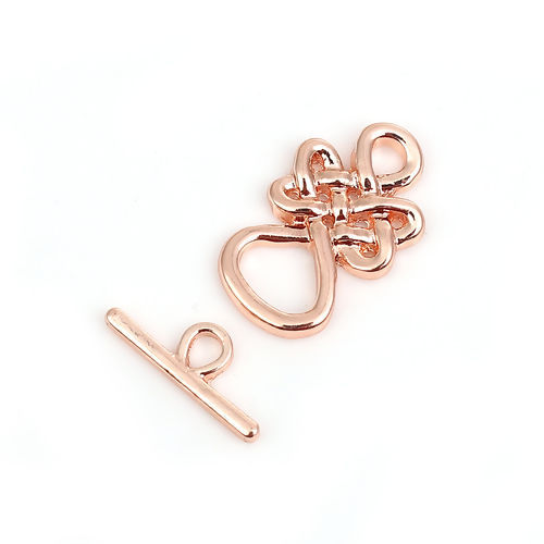 Picture of Zinc Based Alloy Toggle Clasps Celtic Knot Rose Gold 23mm x 14mm 18mm x 7mm, 2 Sets