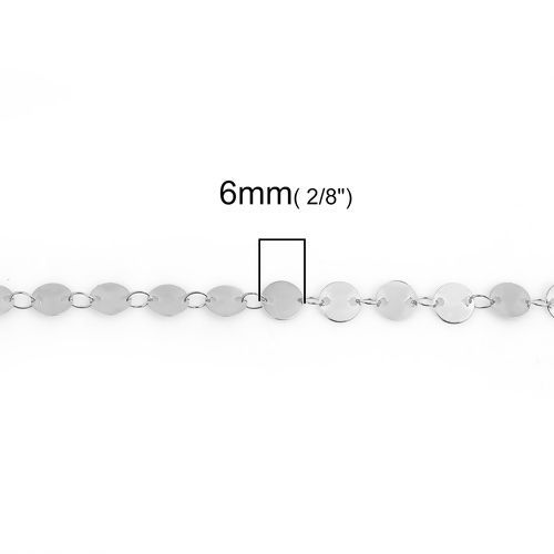 Bild von Messing Schmuckkette Kette Silberfarbe Rund 6mm, 1 Meter                                                                                                                                                                                                      