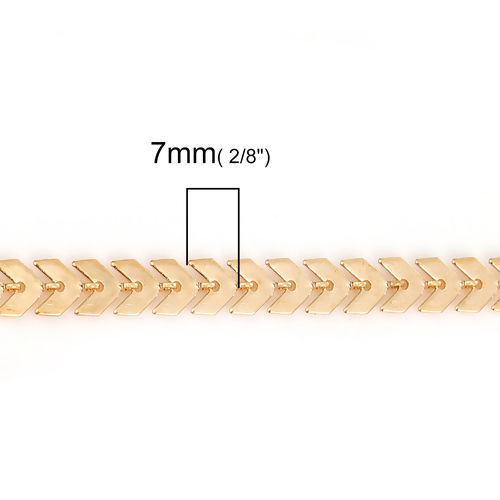 Bild von Messing Spike Kette Vergoldet Gräte 7x6mm, 1 Meter                                                                                                                                                                                                            