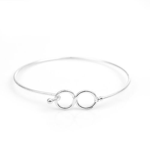 Picture of Iron Based Alloy Bangles Bracelets Infinity Symbol Silver Plated Can Open 20.5cm(8 1/8") long, 1 Piece