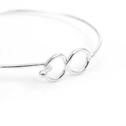 Picture of Iron Based Alloy Bangles Bracelets Infinity Symbol Silver Plated Can Open 20.5cm(8 1/8") long, 1 Piece