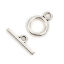 Picture of Zinc Based Alloy Toggle Clasps Circle Ring Antique Silver Color 22mm x 6mm 19mm x 14mm, 50 Sets