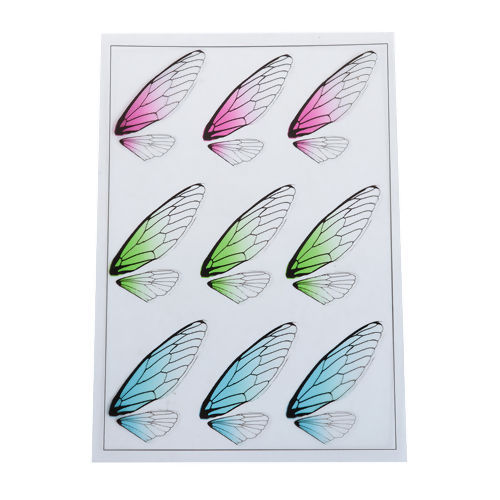 Picture of Resin & PVC DIY Scrapbook Deco Stickers For Resin Craft Wing Multicolor 15cm(5 7/8") x 10.5cm(4 1/8"), 2 Sheets