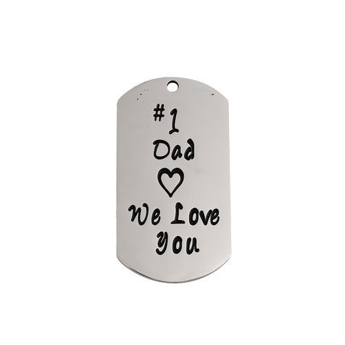 201ステンレス鋼 ペンダント 長方形 シルバートーン 黒 文字" #1 Dad We Love you " 48mm x 26mm、 1 個 の画像