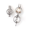 Picture of Zinc Based Alloy Wish Pearl Locket Jewelry Pendants Mother And Child Round Silver Tone Can Open (Fit Bead Size: 8mm) 27mm(1 1/8") x 16mm( 5/8"), 2 PCs
