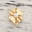 Picture of Zinc Based Alloy Connectors Four Leaf Clover Gold Plated White Imitation Pearl 16mm x 12mm, 10 PCs
