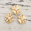 Picture of Zinc Based Alloy Connectors Four Leaf Clover Gold Plated White Imitation Pearl 16mm x 12mm, 10 PCs