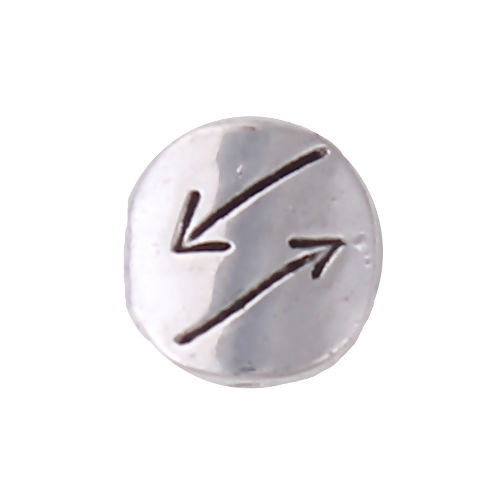 Immagine di Lega di Zinco Separatori Perline Tondo Argento Antico Freccia Scolpisce Circa 10mm Dia, Foro:Circa 1.4mm, 50 Pz