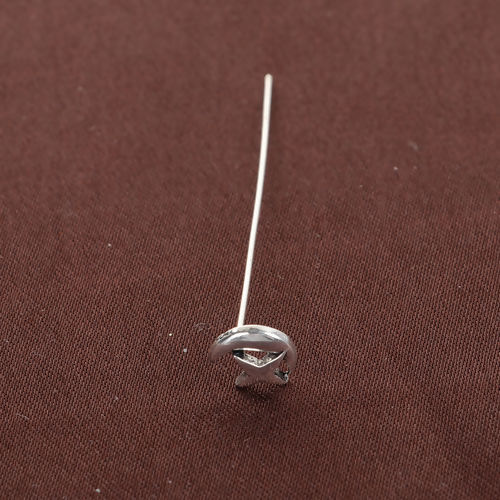 Picture of Zinc Based Alloy Ball Head Pins Antique Silver Color Half Moon Star 5.4cm(2 1/8") long, 0.7mm (21 gauge), 20 PCs