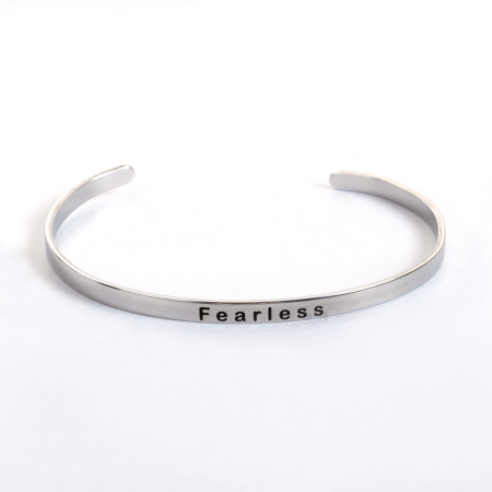 Picture of Stainless Steel Positive Quotes Energy Open Cuff Bangles Bracelets Message 