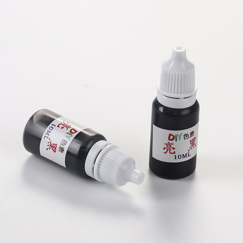 Picture of Mixed DIY Tools For Slime Pigment Liquid Dye Cylinder Black 60mm(2 3/8") x 21mm( 7/8"), 2 Bottles