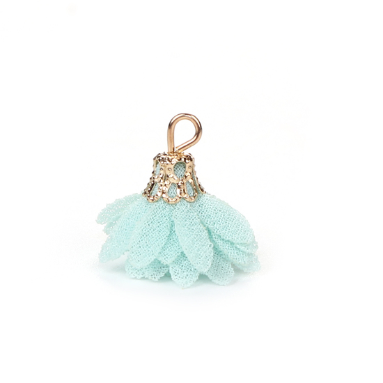 Immagine di Garza Charms Nappine Camelia Oro Placcato Menta Verde Circa 20mm x 20mm, 20 Pz
