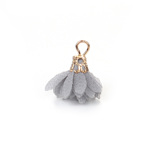 Immagine di Garza Charms Nappine Camelia Oro Placcato Grigio Circa 20mm x 20mm, 20 Pz
