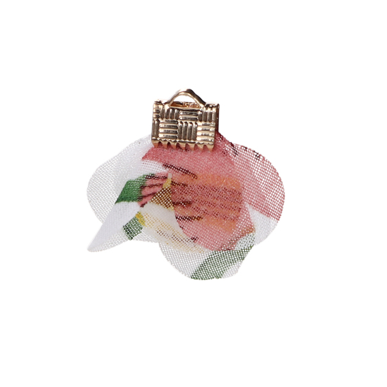 Picture of Gauze Tassel Pendants Flower Gold Plated White About 30mm(1 1/8") x 25mm(1"), 20 PCs