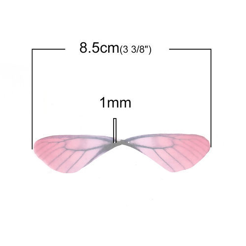 Image de DIY Artisanat en Organza Papillon Éthéré Fuchsia Libellule Ailes Transparent 85mm x 17mm, 20 Pcs