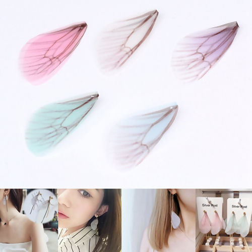 Image de DIY Artisanat en Organza Papillon Éthéré Mauve Libellule Ailes Transparent 85mm x 17mm, 20 Pcs