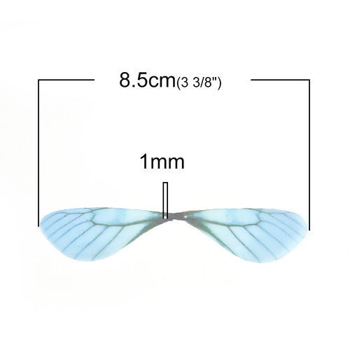 Image de DIY Artisanat en Organza Papillon Éthéré Bleu Lac Libellule Ailes Transparent 85mm x 17mm, 20 Pcs