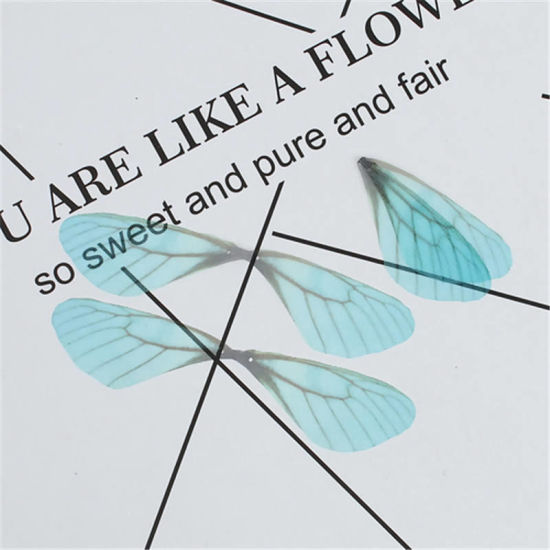 Image de DIY Artisanat en Organza Papillon Éthéré Bleu Lac Libellule Ailes Transparent 85mm x 17mm, 20 Pcs