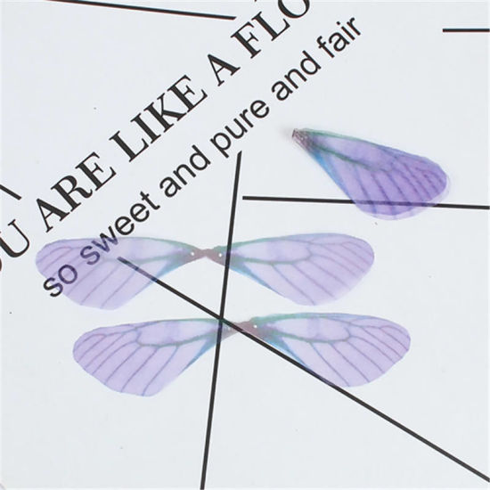 Image de DIY Artisanat en Organza Papillon Éthéré Bleu Lac Libellule Ailes Transparent 85mm x 17mm, 20 Pcs