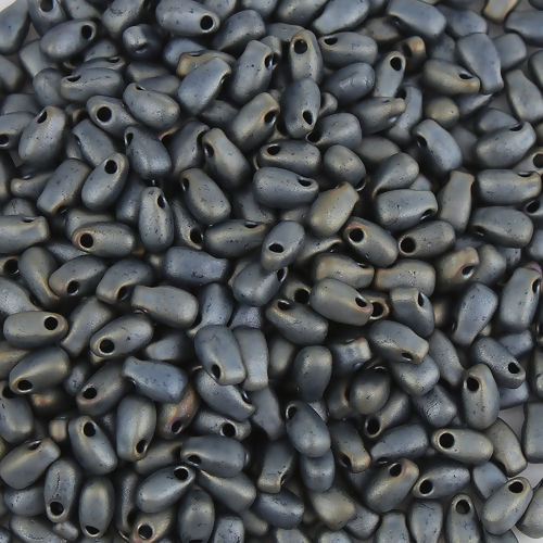 Picture of (Japan Import) Glass Long Drop Fringe Seed Beads Steel Gray Matte Metallic Frosted About 5.5mm x 3mm, Hole: Approx 0.8mm, 10 Grams (Approx 14 PCs/Gram)