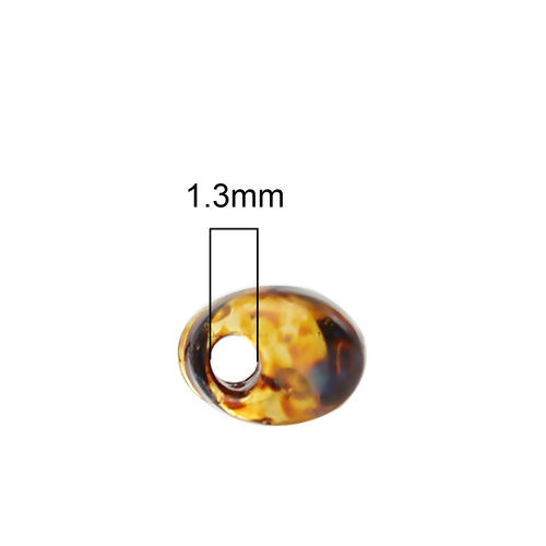 Picture of (Japan Import) Glass Picasso Coated Long Magatama Seed Beads Brown Smoked Transparent About 8mm x 4mm - 7mm x 4mm, Hole: Approx 1.3mm, 10 Grams (Approx 8 PCs/Gram)