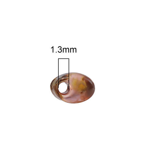 Picture of (Japan Import) Glass Picasso Coated Long Magatama Seed Beads Light Brown Smoked Transparent About 8mm x 4mm - 7mm x 4mm, Hole: Approx 1.3mm, 10 Grams (Approx 8 PCs/Gram)