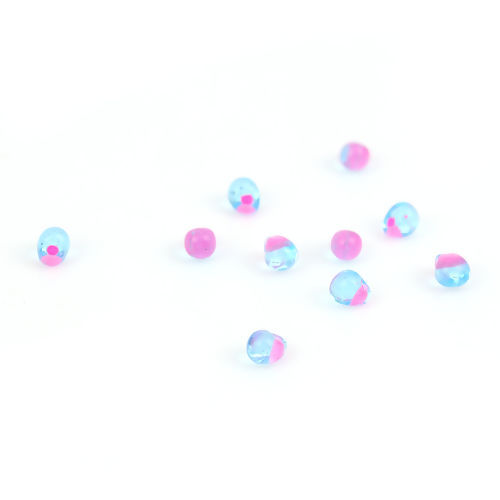 Image de (Japon Importation) Perles de Rocailles Gouttes d'Eau en Verre Bleu Rose Doublé Env. 4mm x 3.4mm, Trou: env. 0.7mm, 10 Grammes (Env. 20 Pcs/Gramme)