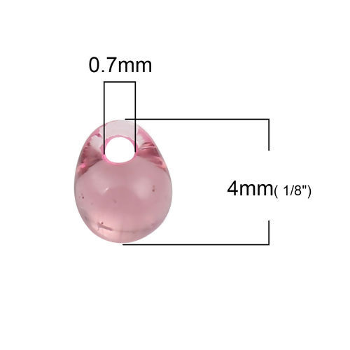 Image de (Japon Importation) Perles de Rocailles Gouttes d'Eau en Verre Rose Mauve Doublé Env. 4mm x 3.4mm, Trou: env. 0.7mm, 10 Grammes (Env. 20 Pcs/Gramme)