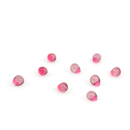 Image de (Japon Importation) Perles de Rocailles Gouttes d'Eau en Verre Rose Mauve Doublé Env. 4mm x 3.4mm, Trou: env. 0.7mm, 10 Grammes (Env. 20 Pcs/Gramme)
