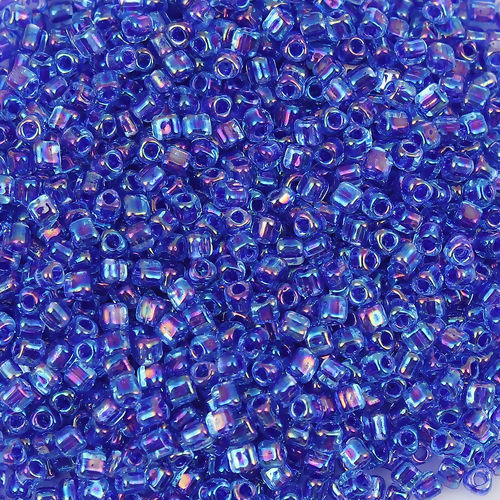 Picture of (Japan Import) Glass Triangle Seed Beads Violet Higher-Metallic Luster AB Color About 2.4mm x 2.3mm, Hole: Approx 0.6mm, 10 Grams (Approx 52 PCs/Gram)
