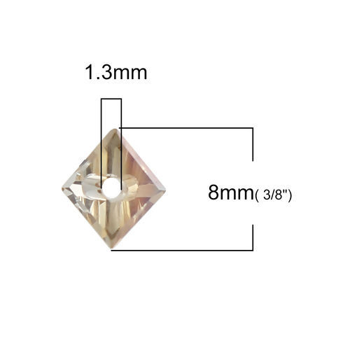 Image de Perles en Verre Triangle Champagne Couleur AB A Facettes 8mm x 5mm, Tailles de Trous: 1.3mm, 40 Pcs