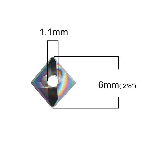 Picture of Glass Beads Triangle Purple & Green AB Rainbow Color Faceted About 6mm x 3.5mm, Hole: Approx 1.1mm, 40 PCs