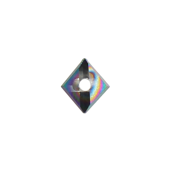 Picture of Glass Beads Triangle Purple & Green AB Rainbow Color Faceted About 6mm x 3.5mm, Hole: Approx 1.1mm, 40 PCs