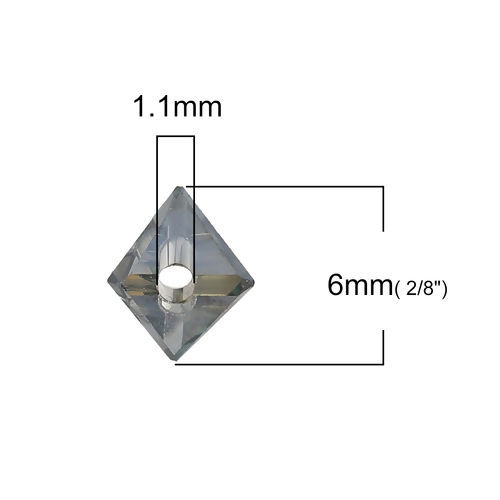 Picture of Glass Beads Triangle Blue Transparent Faceted About 6mm x 3.5mm, Hole: Approx 1.1mm, 40 PCs