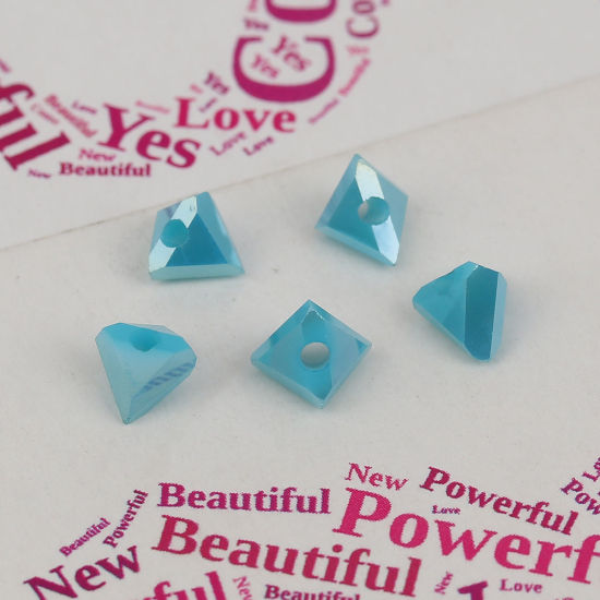 Picture of Glass Beads Triangle Blue Transparent Faceted About 6mm x 3.5mm, Hole: Approx 1.1mm, 40 PCs